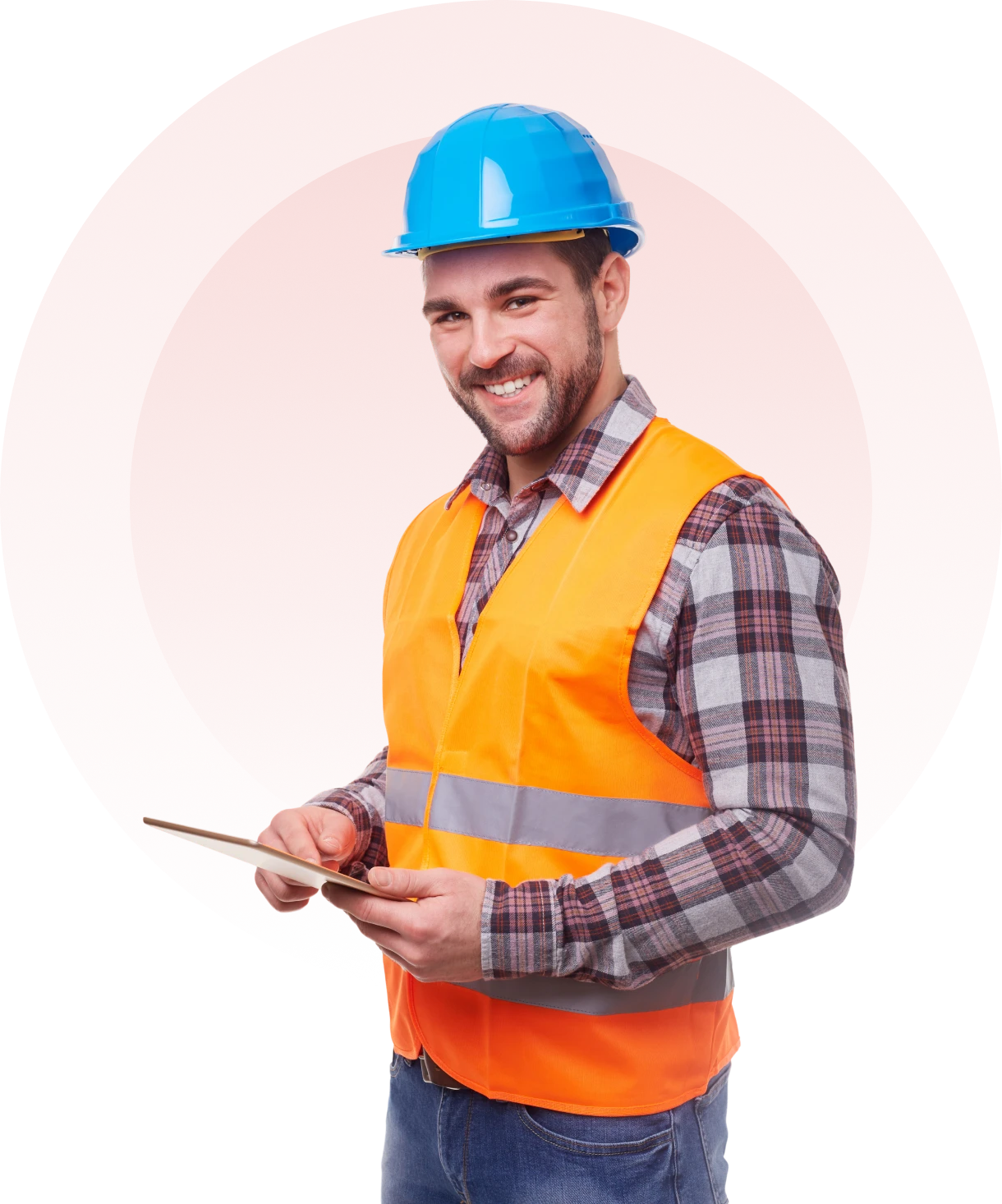 Smiling worker in safety vest